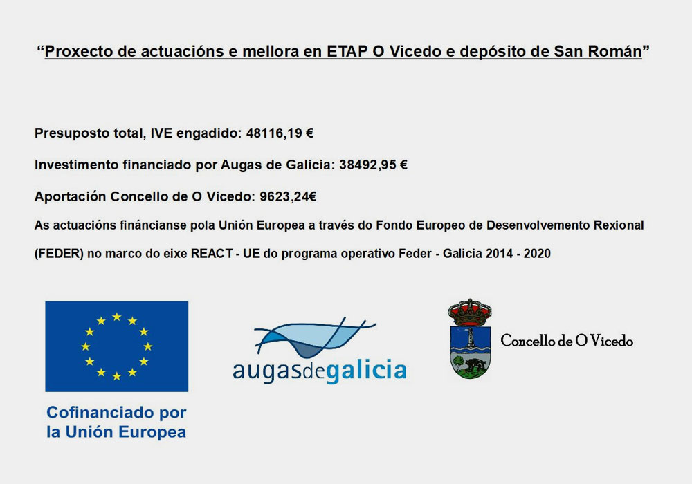 Proxecto de actuacións e mellora en ETAP O Vicedo e depósito San Román