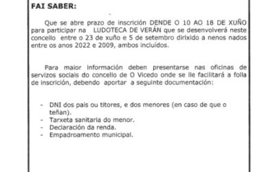 Aberto prazo de inscrición para ludoteca de verán