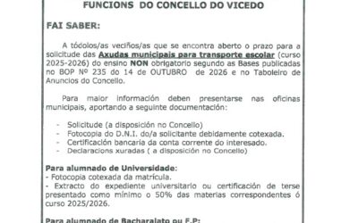 Axudas municipais para transporte escolar